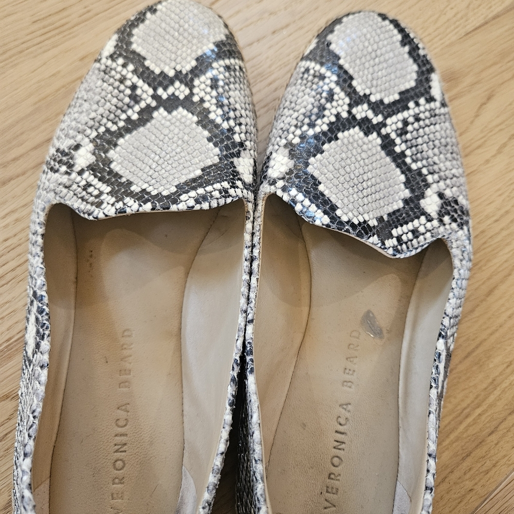 Veronica Beard Monochrome Snake Print Flats